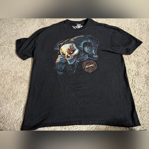 Black Graphic Harley Davidson Skull T-Shirt size unknown fits like an Xl